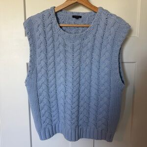 Talbots Cable Knit Sleeveless Sweater Vest - Light Blue Large Petite